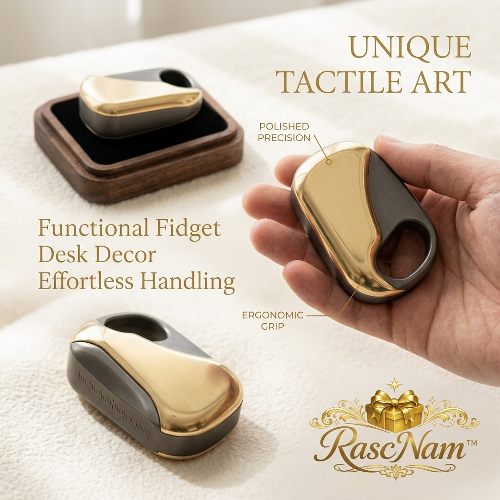 RascNam™ Premium Metal Fidget Toy & Luxury Desk Decor | Ergonomic Kinetic Worry Stone, Executive Stress Relief Sensory Toy with Velvet-Lined Wooden Display Dock, High-End Office Gift for Professionals